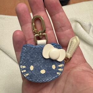 Denim Hello Kitty Keychain Coin Purse
